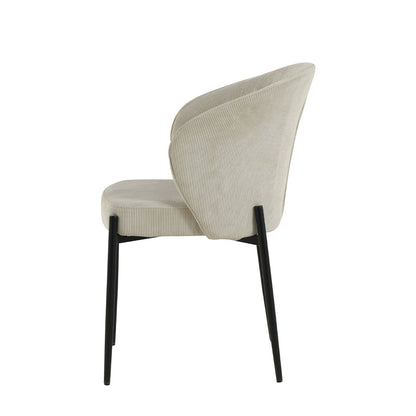 Eetkamerstoel Uppsala Beige Rib met zwart onderstel