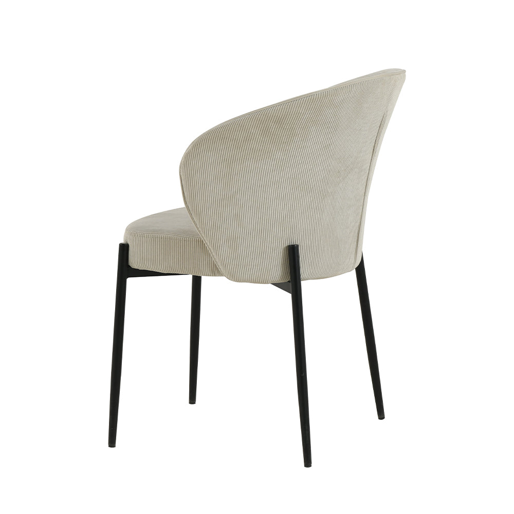 Eetkamerstoel Uppsala Beige Rib met zwart onderstel