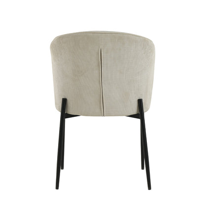 Eetkamerstoel Uppsala Beige Rib met zwart onderstel