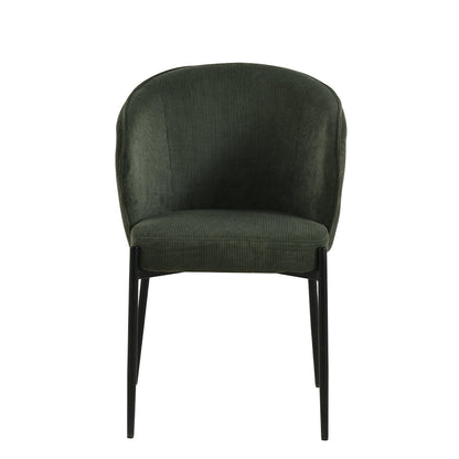 Eetkamerstoel Uppsala Donkergroen Rib met zwart onderstel