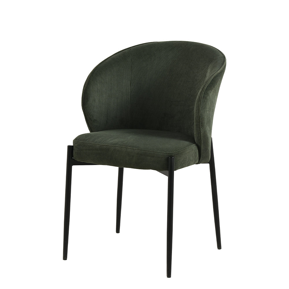 Eetkamerstoel Uppsala Donkergroen Rib met zwart onderstel