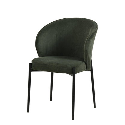 Eetkamerstoel Uppsala Donkergroen Rib met zwart onderstel