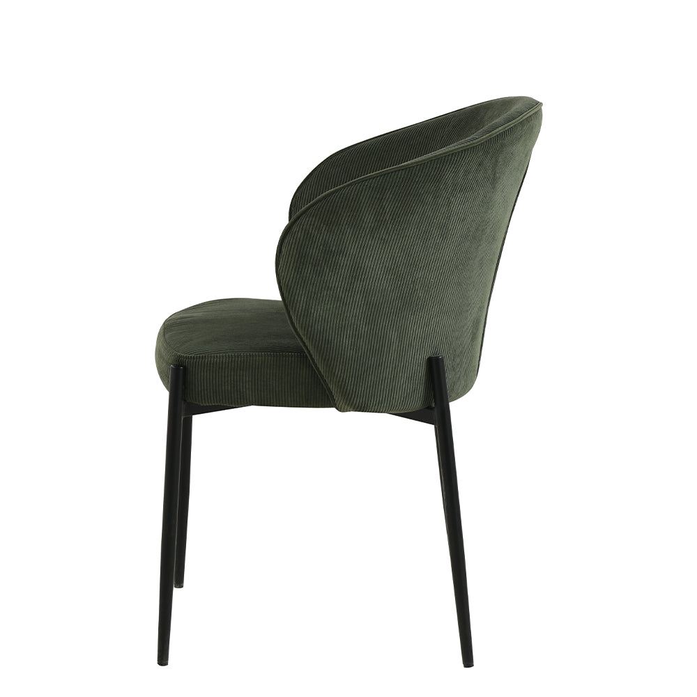 Eetkamerstoel Uppsala Donkergroen Rib met zwart onderstel