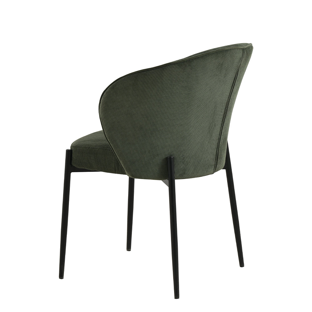 Eetkamerstoel Uppsala Donkergroen Rib met zwart onderstel