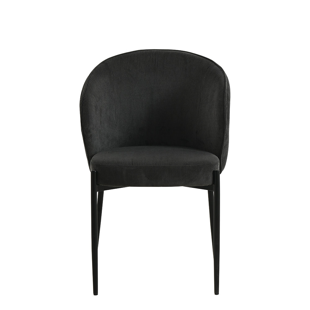 Eetkamerstoel Uppsala Donkergrijs Rib met zwart onderstel