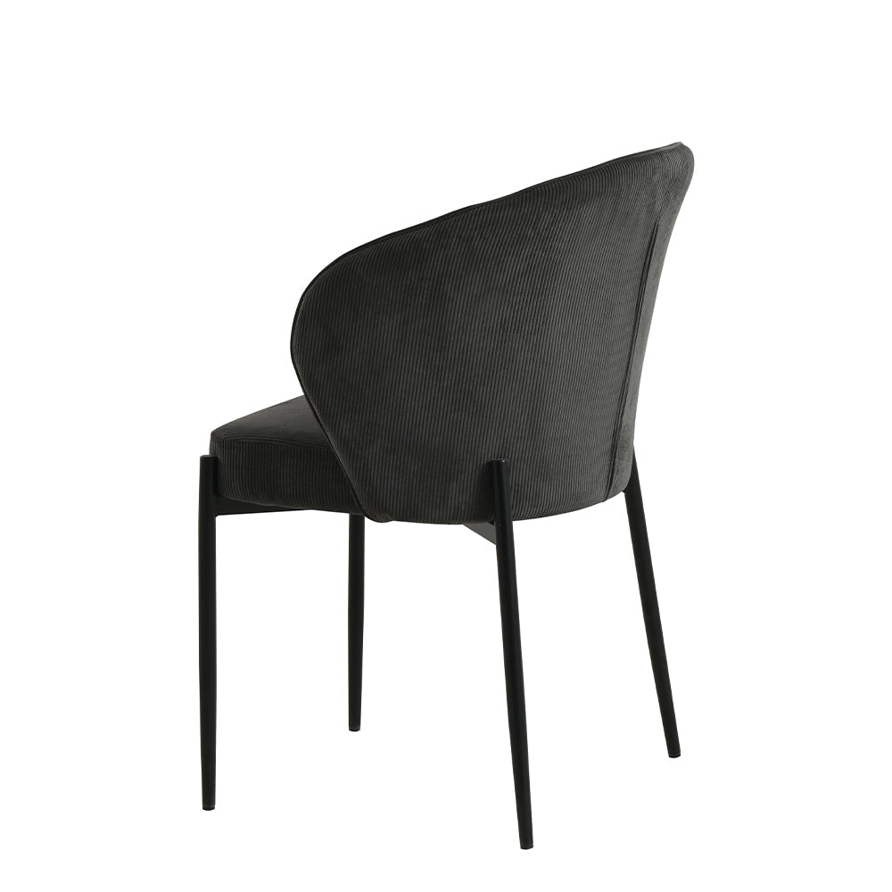 Eetkamerstoel Uppsala Donkergrijs Rib met zwart onderstel
