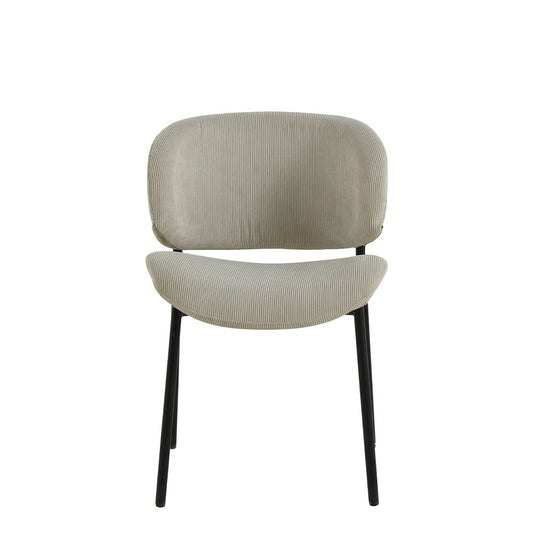 Eetkamerstoel Sigtuna Beige Rib met zwart onderstel