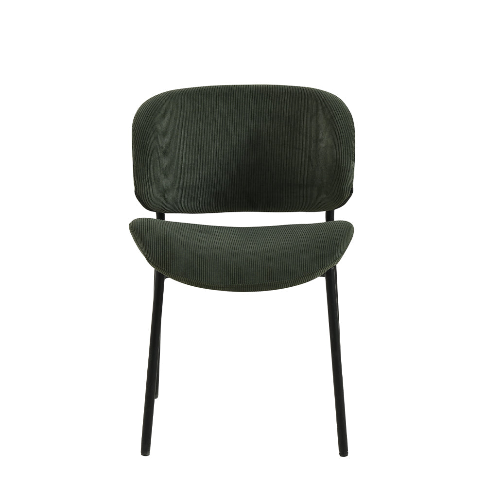Eetkamerstoel Sigtuna Donkergroen Rib met zwart onderstel