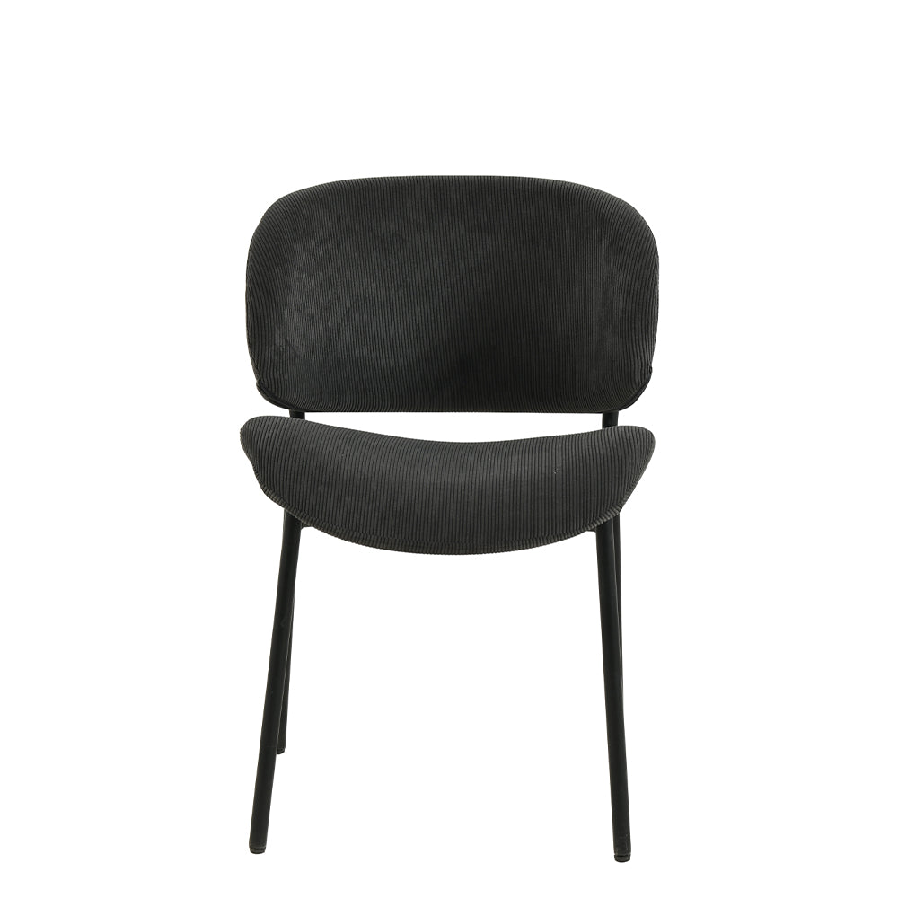 Eetkamerstoel Sigtuna Donkergrijs Rib met zwart onderstel