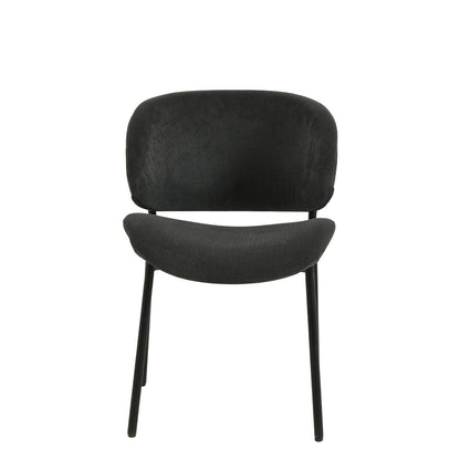 Eetkamerstoel Sigtuna Donkergrijs Rib met zwart onderstel