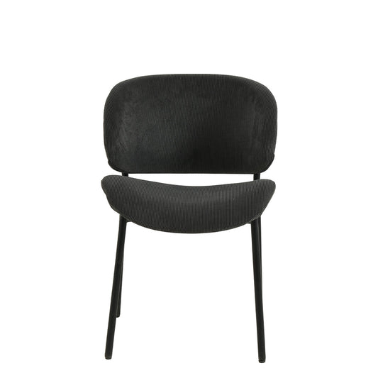 Eetkamerstoel Sigtuna Donkergrijs Rib met zwart onderstel