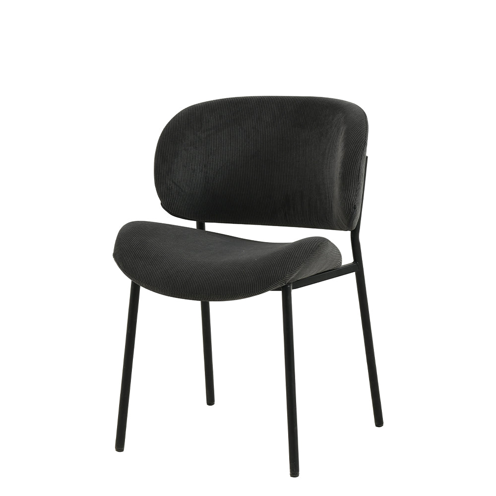 Eetkamerstoel Sigtuna Donkergrijs Rib met zwart onderstel