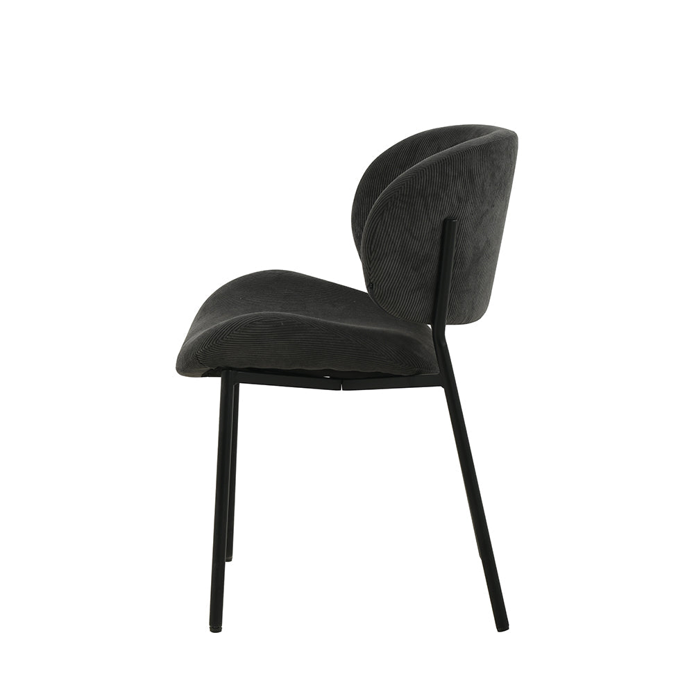 Eetkamerstoel Sigtuna Donkergrijs Rib met zwart onderstel