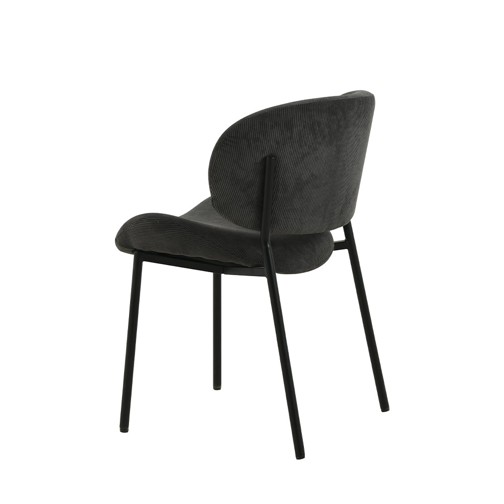 Eetkamerstoel Sigtuna Donkergrijs Rib met zwart onderstel