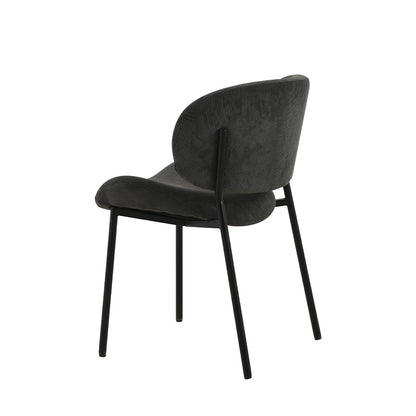 Eetkamerstoel Sigtuna Donkergrijs Rib met zwart onderstel
