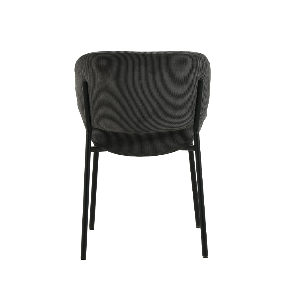 Eetkamerstoel Sigtuna Donkergrijs Rib met zwart onderstel
