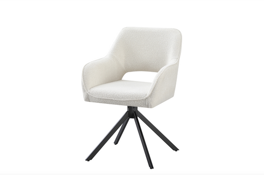 Eetkamerstoel Imani teddy wit 180° draaibaar