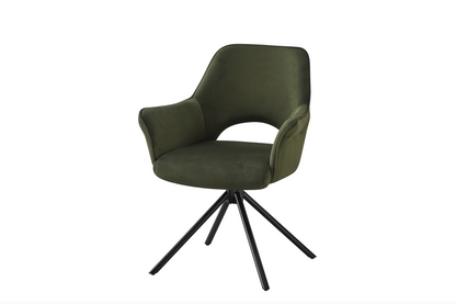 Eetkamerstoel Fleur Velvet Donker Groen 180° Draaibaar