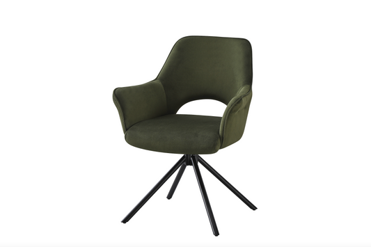 Eetkamerstoel Fleur Velvet Donker Groen 180° Draaibaar