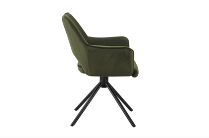 Eetkamerstoel Fleur Velvet Donker Groen 180° Draaibaar