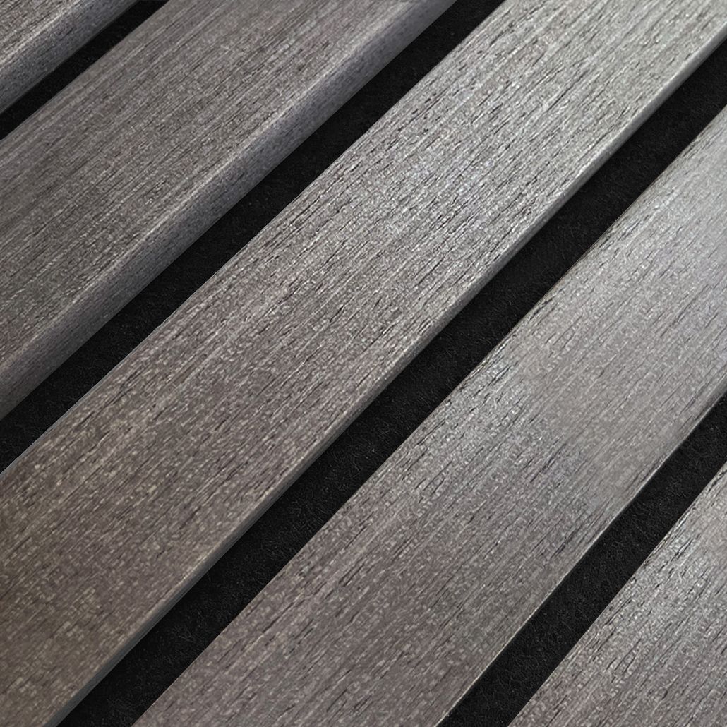 Akoestische Wandpanelen Antraciet-Hout | 240cm x 60cm | 3-zijdig écht houtfineer