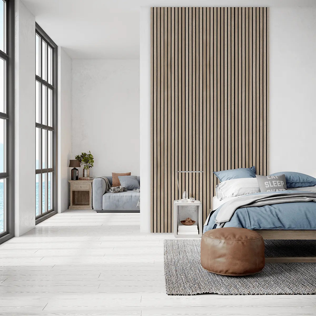 Akoestische Wandpanelen Naturel Eiken-Hout | 240cm x 60cm | 3-zijdig écht houtfineer