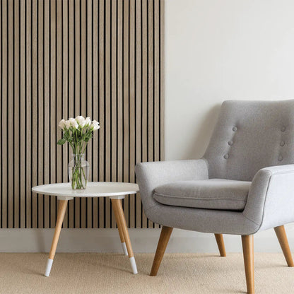 Akoestische Wandpanelen Naturel Eiken-Hout | 240cm x 60cm | 3-zijdig écht houtfineer