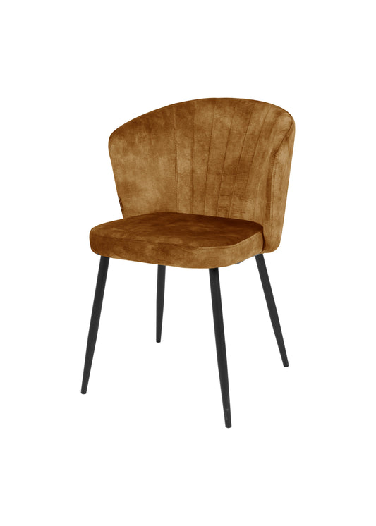 Eetkamerstoel Svendborg Cognac Fluweel met zwart onderstel