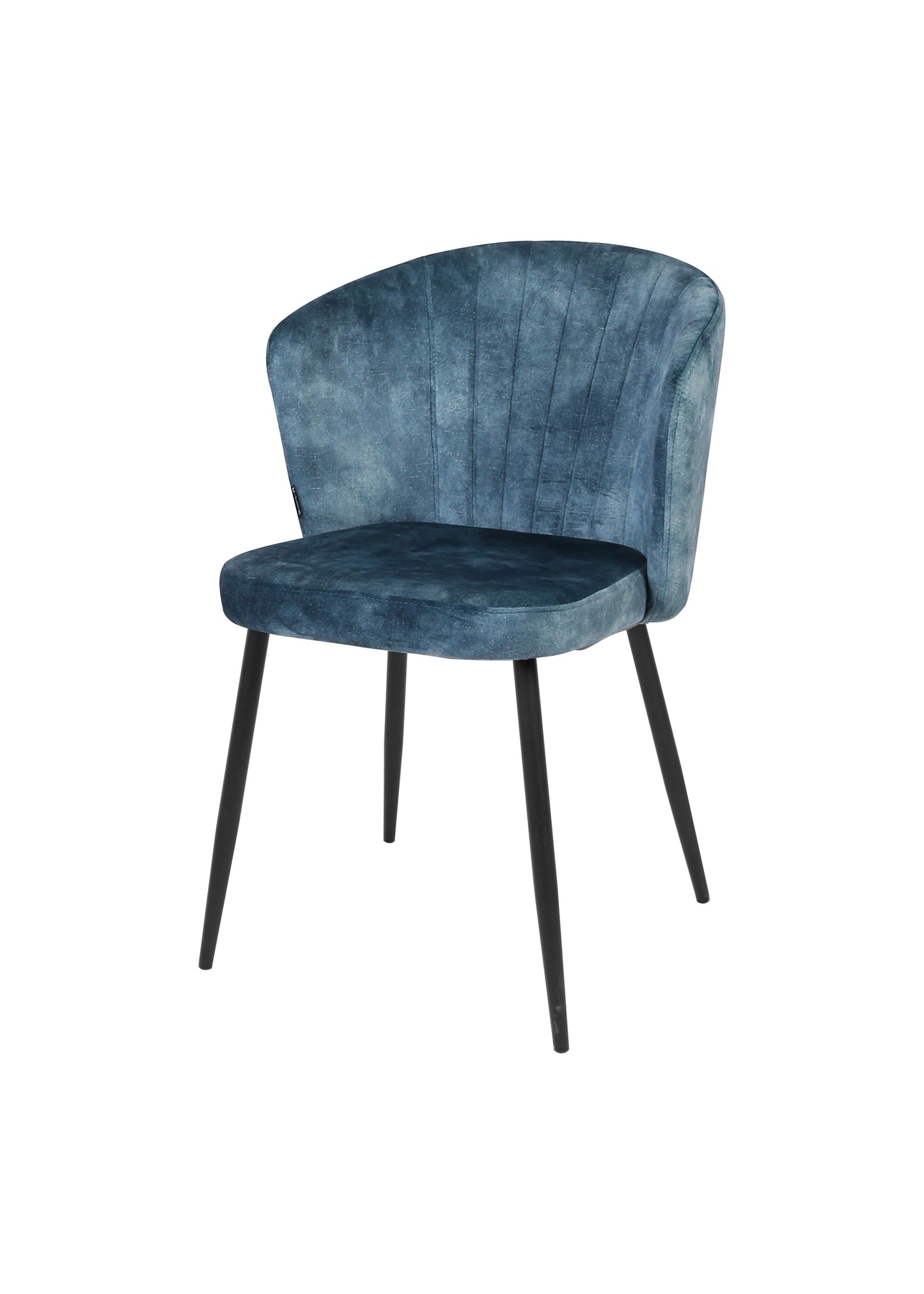 Eetkamerstoel Svendborg Donkerblauw Fluweel met zwart onderstel
