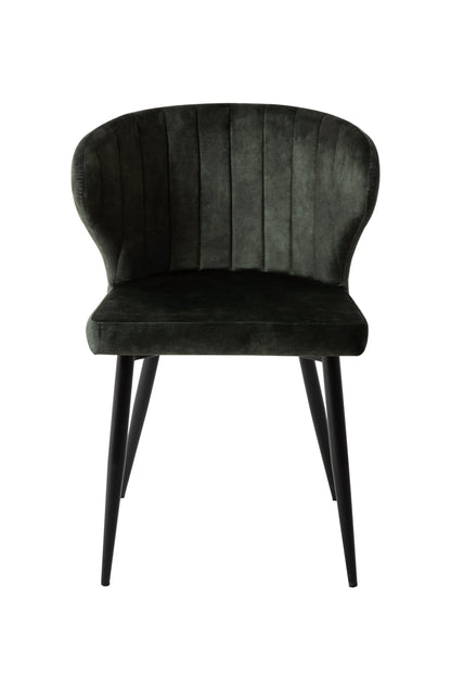 Eetkamerstoel Stockholm Donkergroen Fluweel met zwart onderstel