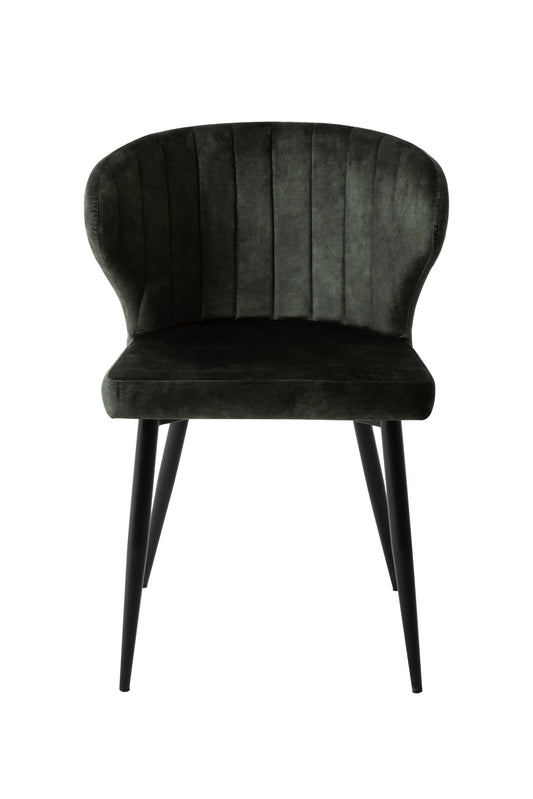Eetkamerstoel Stockholm Donkergroen Fluweel met zwart onderstel