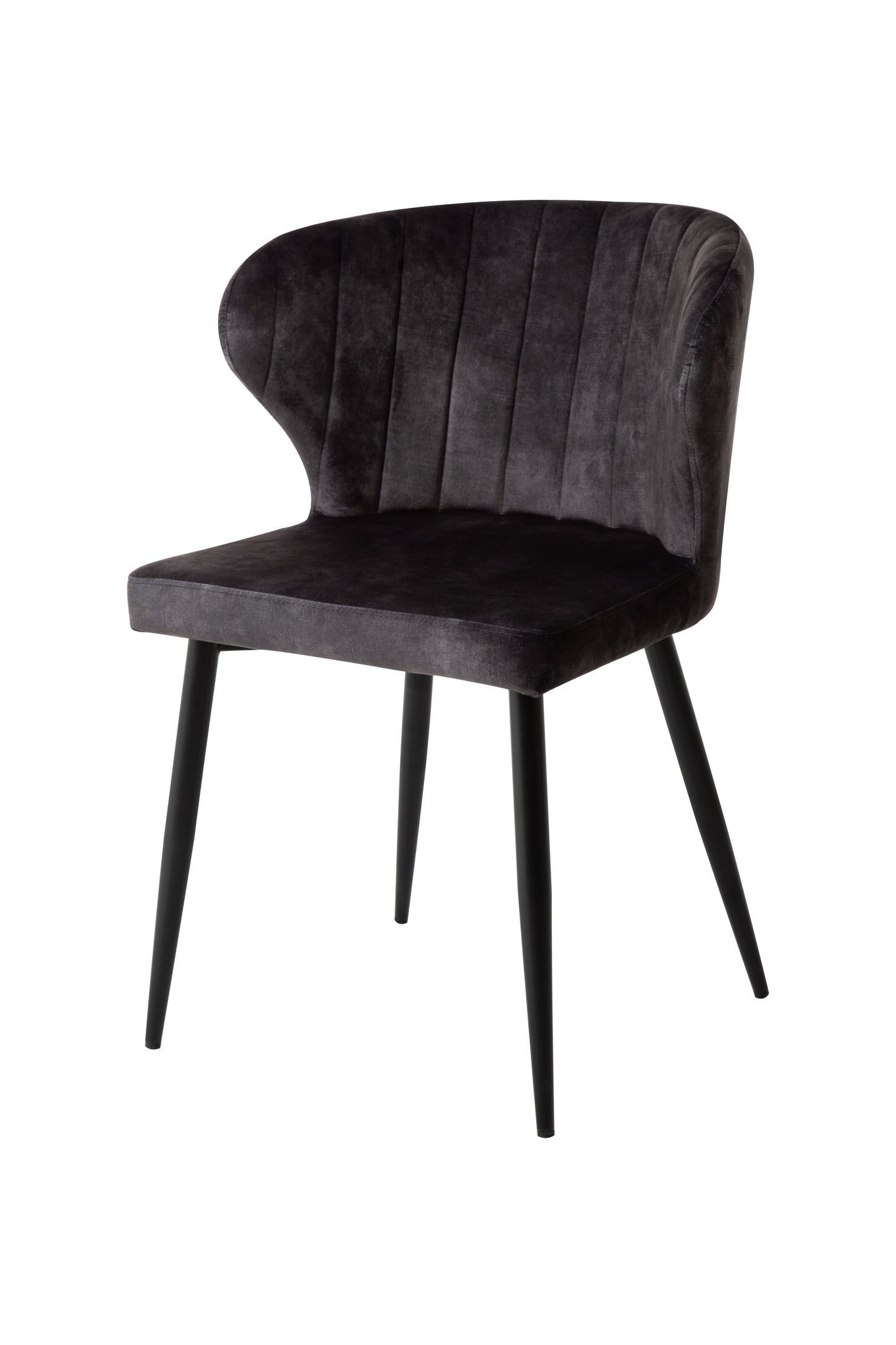 Eetkamerstoel Stockholm Donkergrijs Fluweel met zwart onderstel