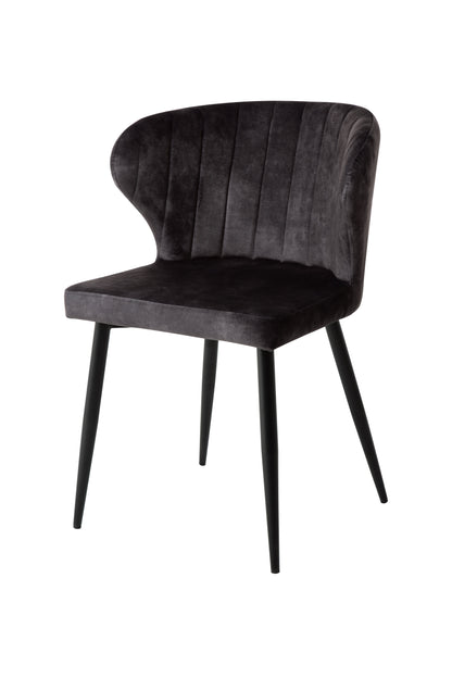 Eetkamerstoel Stockholm Donkergrijs Fluweel met zwart onderstel