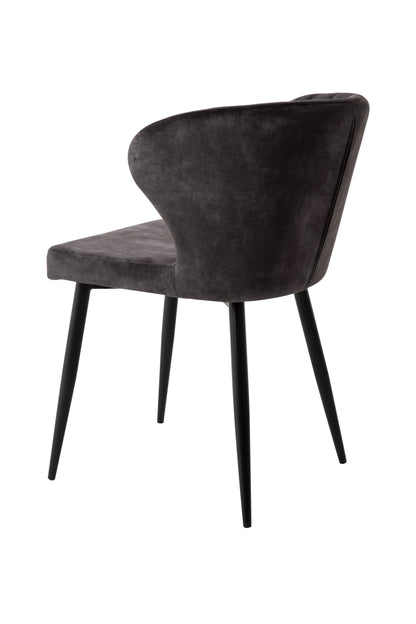 Eetkamerstoel Stockholm Donkergrijs Fluweel met zwart onderstel