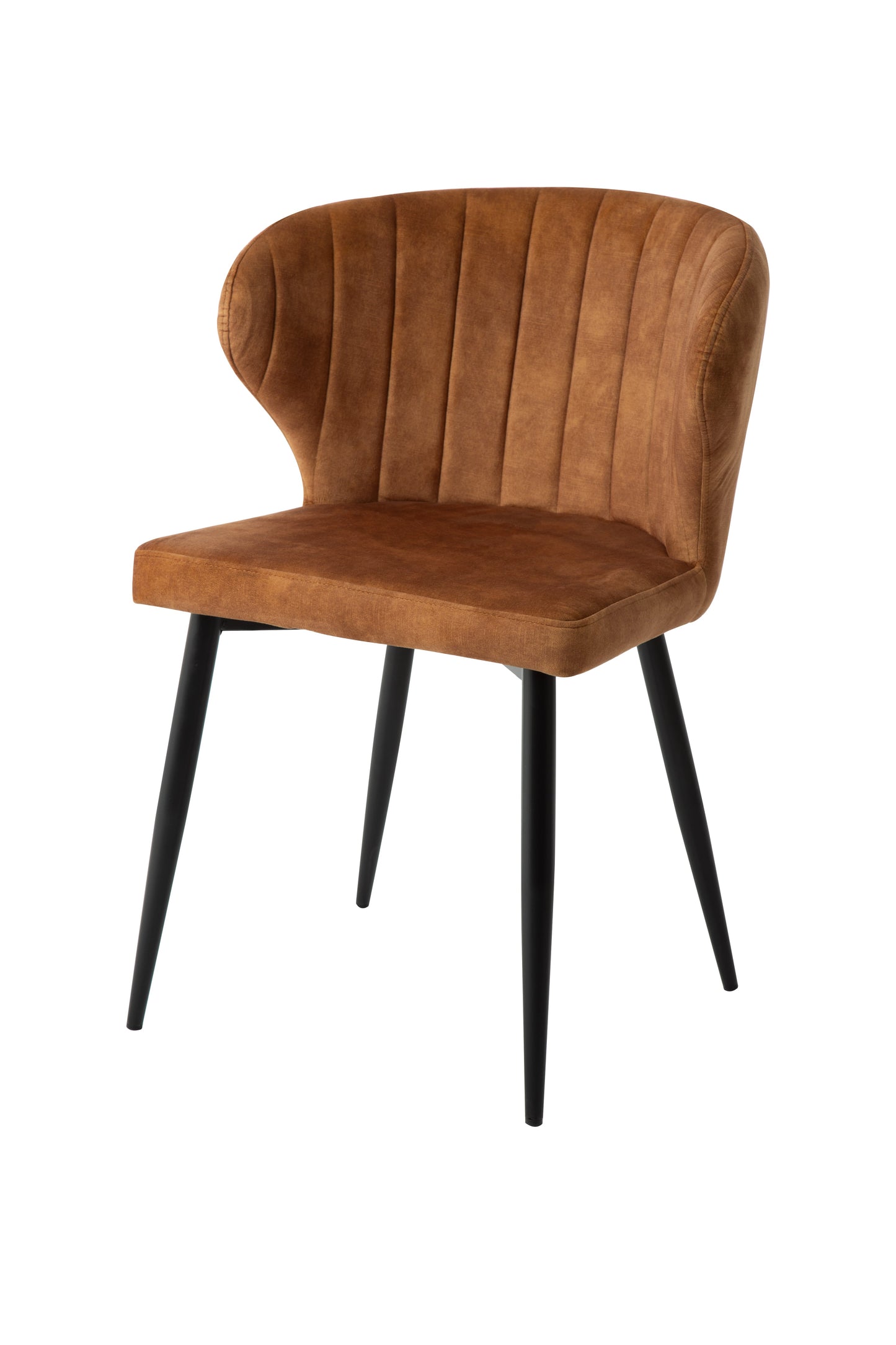 Eetkamerstoel Stockholm Cognac Fluweel met zwart onderstel