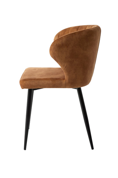 Eetkamerstoel Stockholm Cognac Fluweel met zwart onderstel