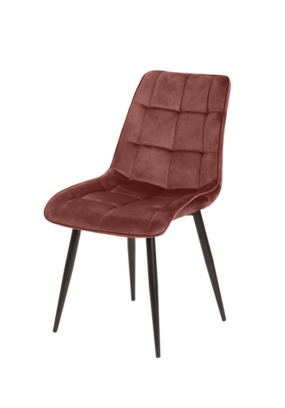 Eetkamerstoel Bergen Roze Fluweel met zwart onderstel