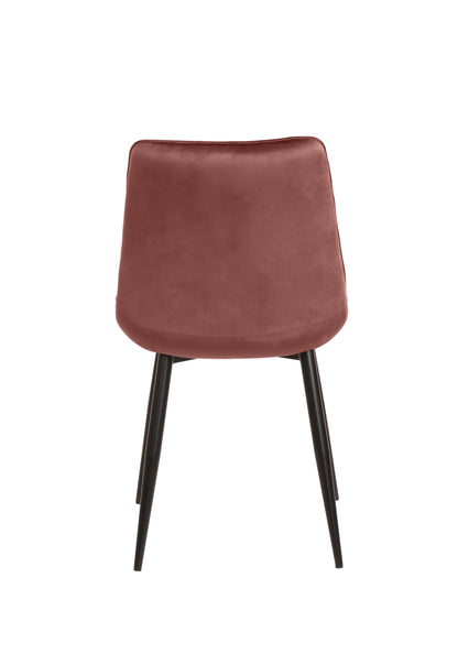 Eetkamerstoel Bergen Roze Fluweel met zwart onderstel