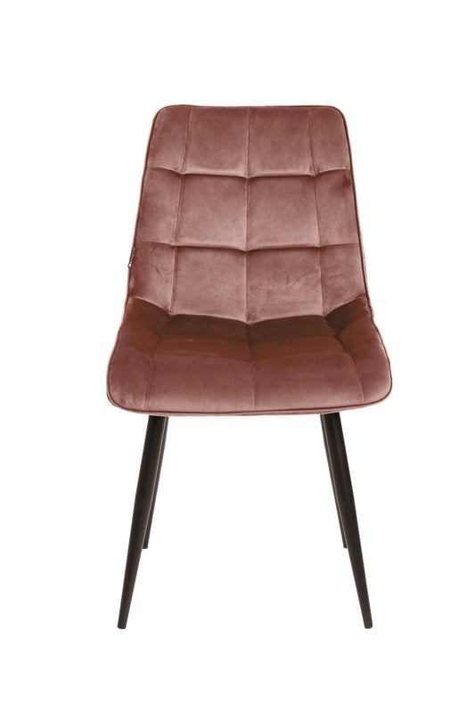 Eetkamerstoel Bergen Roze Fluweel met zwart onderstel