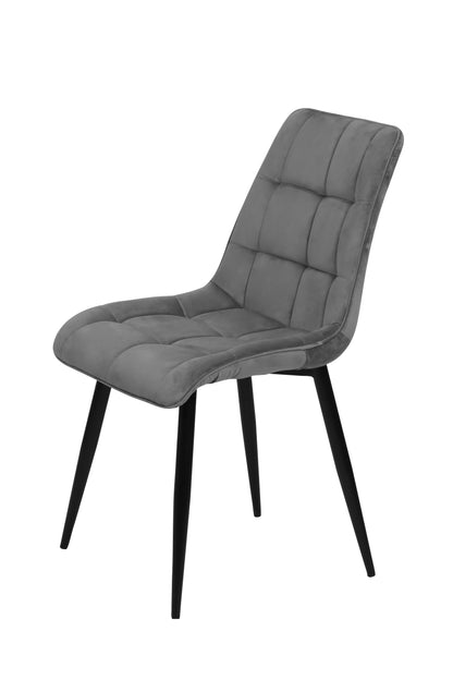 Eetkamerstoel Bergen Grijs Fluweel met zwart onderstel