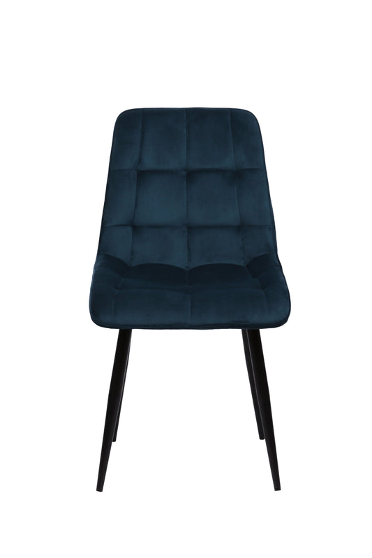 Eetkamerstoel Bergen Donkerblauw Fluweel met zwart onderstel