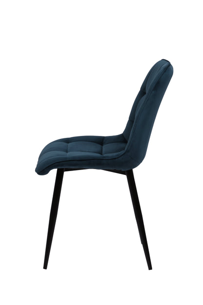 Eetkamerstoel Bergen Donkerblauw Fluweel met zwart onderstel