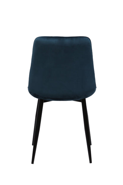 Eetkamerstoel Bergen Donkerblauw Fluweel met zwart onderstel