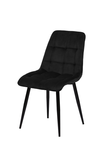 Eetkamerstoel Bergen Zwart Fluweel met zwart onderstel