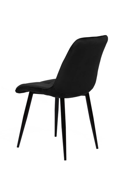 Eetkamerstoel Bergen Zwart Fluweel met zwart onderstel