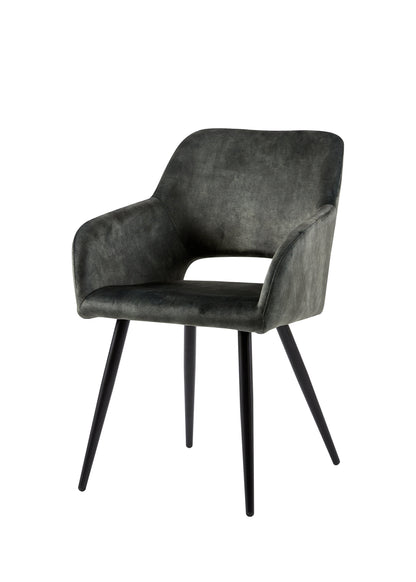Eetkamerstoel Oslo Donkergroen Fluweel met zwart onderstel
