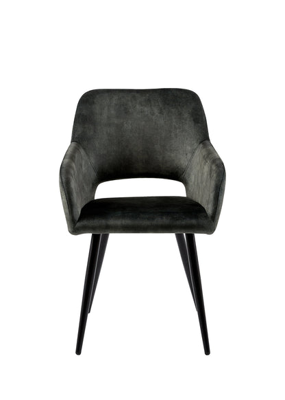 Eetkamerstoel Oslo Donkergroen Fluweel met zwart onderstel