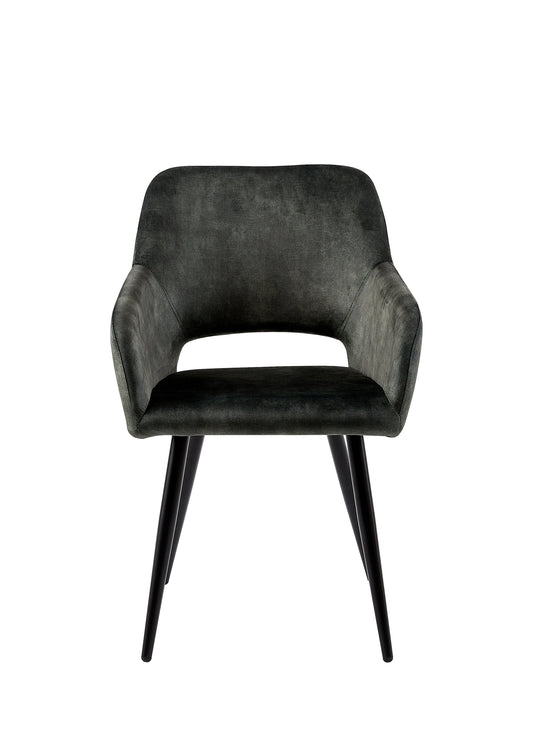 Eetkamerstoel Oslo Donkergroen Fluweel met zwart onderstel