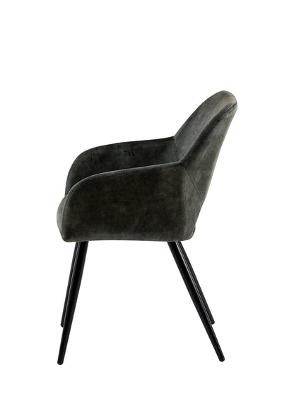 Eetkamerstoel Oslo Donkergroen Fluweel met zwart onderstel