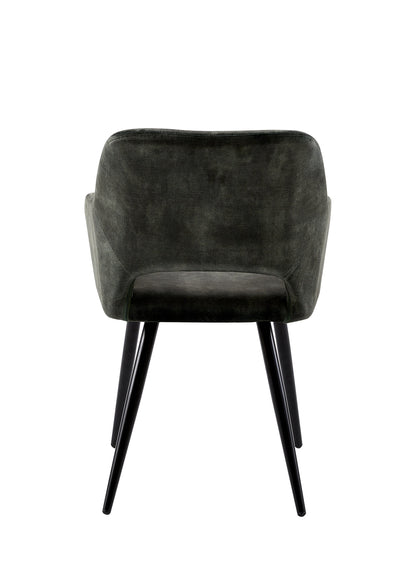 Eetkamerstoel Oslo Donkergroen Fluweel met zwart onderstel